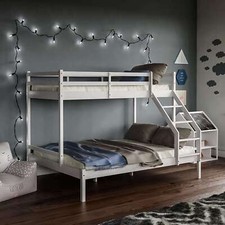 Triple Bunk Bed 3ft Single Bed 4ft6 Double Solid Pine Wooden Triple Sleeper Beds