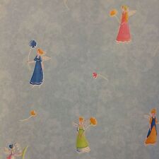 Girls Fairy Fairies Flowers Wallpaper Blue Green Orange Nursery Girls Theme  