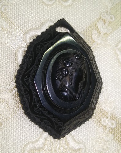 Victorian whitby jet cameo - victorian,