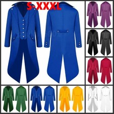 Men Steampunk Vintage Tailcoat Jacket Gothic Victorian Frock Coat Retro TailSuit