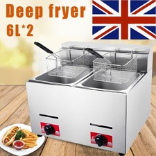2X 6L Commercial LPG Gas Fryer  Catering Frying Tool Double Tank Stainless Steel