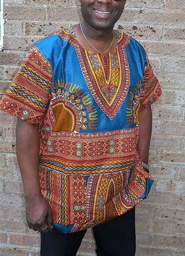 Teal green african dashiki - green,