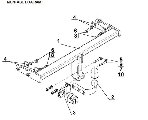 Swan neck tow - swan, bar