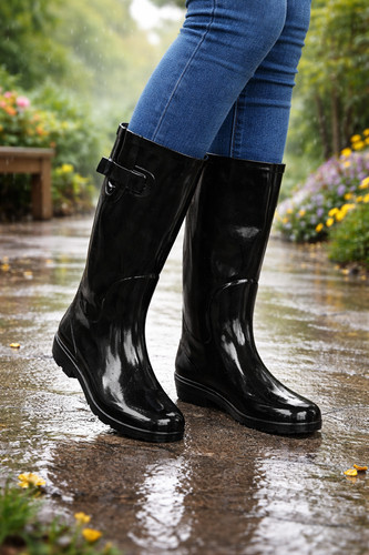 Women black shiny - women's, welly