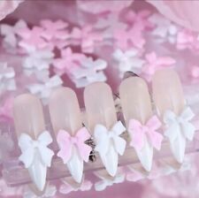 20PCS 3D Bow Cute Nail Art Decorations Accessories Charms white pink blue black