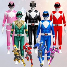 Power Ranger Kids Adult Jumpsuits Cosplay Party Costume Halloween Birthday Gift