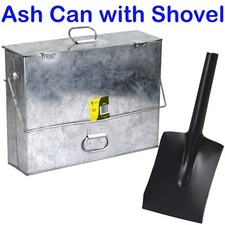 Fireside Ash Box Galvanise Can 15L Container Fireplace Bucket Bin Coal Shovel