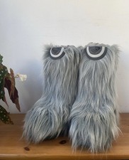 Vintage Roxy Grey Faux Fur Yeti Snow Moon Boots Size 4