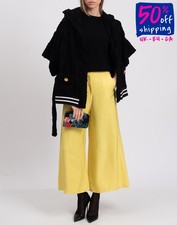 RRP€160 PINKO Wide Leg Trousers IT38 US2 UK6 XS Yellow High Waist Made in Italy