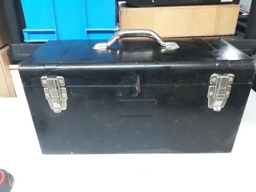 Vintage metal tool chest - tool,