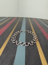 Vintage 925 Sterling Silver Marcasite Bracelet – 20cm – Circular Link Chain