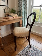 VICTORIAN ANTIQUE BALLOON BACK  DINING CHAIRS - Set of 4, mahogany, upholstered