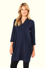 Masai Clothing Gritta Jersey Tunic in Navy Blue, 3/4 Sleeve, Size L