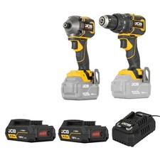 JCB Pro Cordless Combi Drill & Impact Driver Set 2 2Ah Batteries Charger & Case