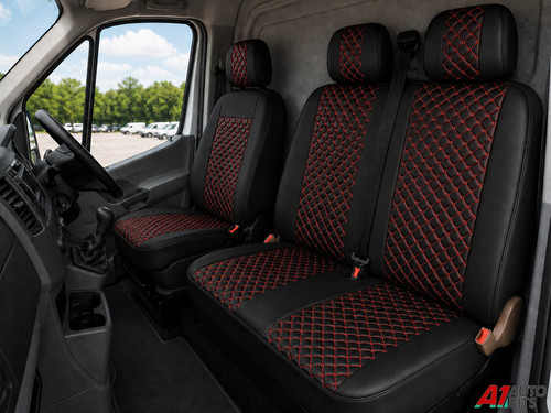 Red diamond stitch black - , pu