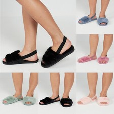 Womens Ladies Faux Fur Slip on
