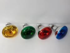 4 Pack 60w ES Screw In E27 R80 Coloured Reflector Bulbs Red Blue Green Yellow 