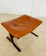 VINTAGE MID-CENTURY  SCANDINAVIAN COGNAC LEATHER STOOL by INGMAR RELLING