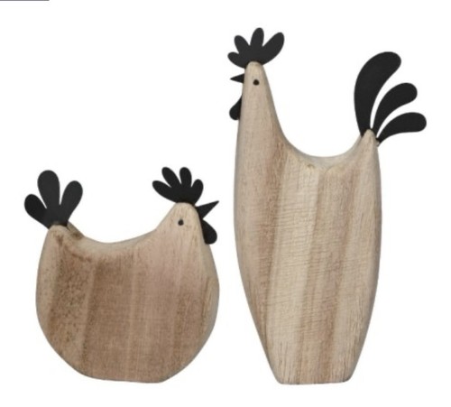 Hen cockerel small wood home - &,