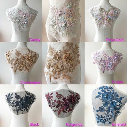 Lace appliqué beaded - 3d,