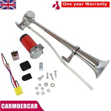 Chrome Air Horn 150db 12V Super Loud Single Trumpet Kit Truck Lorry Boat Train