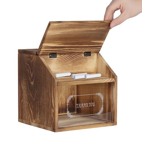 Wood suggestion box with - wood,