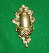 Small cast brass door knocker acorn oak leaf striking plate ironmongery vintage