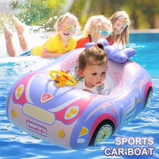 Kid Inflatable Swimming Car Boat Seat Sunshade Baby Swim Float Ring Pool Summer