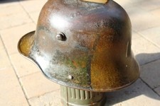 WW1 genuine German Helmet with Turtle camouflage used like a flower pot