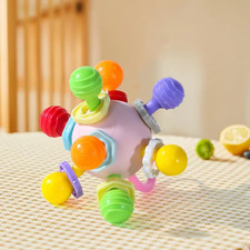 Rotating Rattle Ball - Silicone Teether & Sensory Toy for Babies 0-12 Months