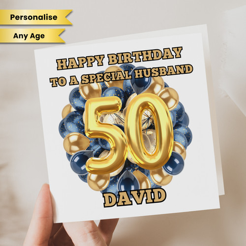 Husband 50th birthday card for - birthday,