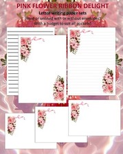 Pink Flower Ribbon A5 Letter writing paper stationery sets - envelopes optional