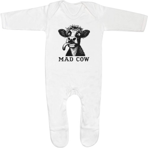 Funny mad cow baby romper - cow',