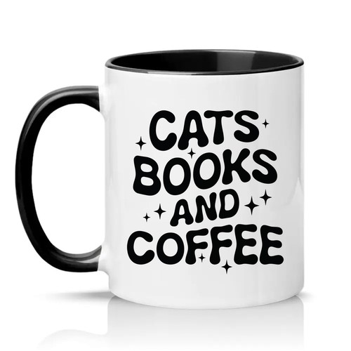 Cats books and coffee - books, unisex