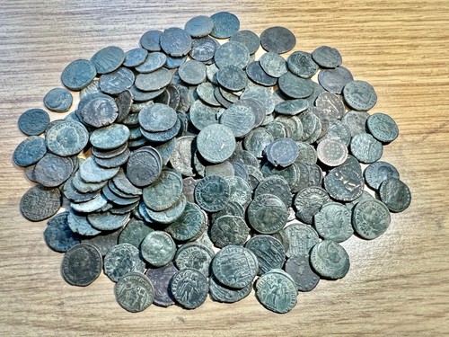 Lot roman bronze coins one - of,