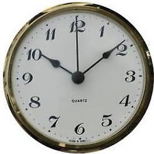 103mm Clock for Caravans, Motorhomes & Boats, Arabic dial, brass bezel  