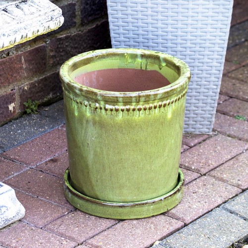 Green glaze ceramic - green, pot
