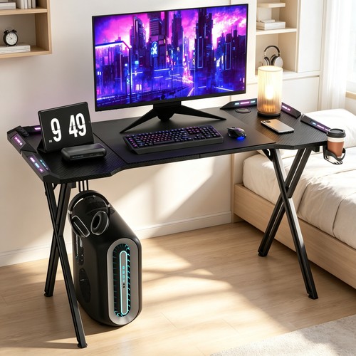 Gaming desk with - led, lights