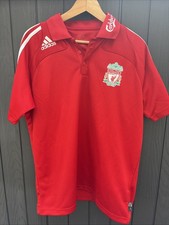 LIVERPOOL 2008-09 POLO FOOTBALL SHIRT LARGE ADULT ADIDAS AUTHENTIC RED Carlsberg