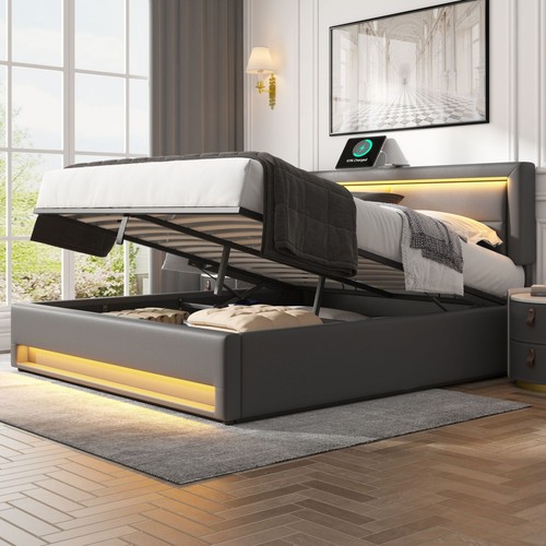 Ottoman lift storage bed pu - lift,