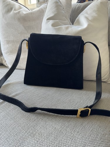 Vintage 70s black suede flap - vintage,