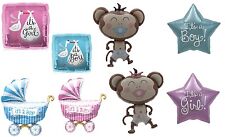 It's A Boy It's A Girl Foil Balloon Buggy Monkey Helium or Air Fill Baby Shower