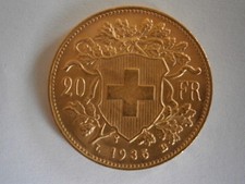 20 Franc Coin Switzerland L 1935 B 900/1000 Gold