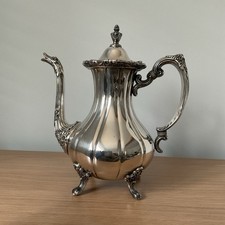 Tall Exquisite Ornate Silver Plate Footed Coffee Pot Teapot Tea Pot Hinged Lid