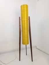 Vintage MCM 60s Novoplast Mid Century spun Fibreglass teak Rocket Floor Lamp