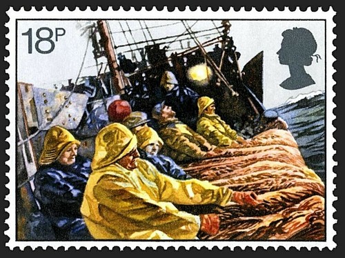 Fishing hauling the trawl - -,
