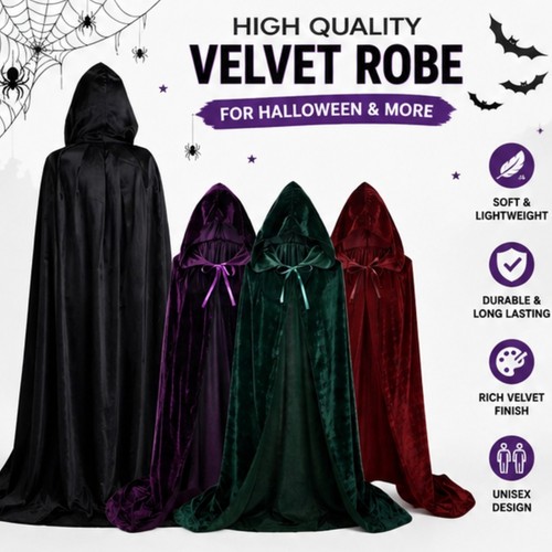 Adult velvet hooded - velvet, robe
