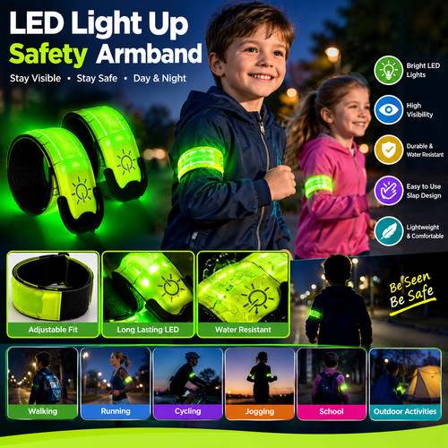 Led slap safety armband kids - led,