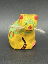Vintage Plaster Yellow Cat Figurine w/ Whiskers - 2" Tall - As Is