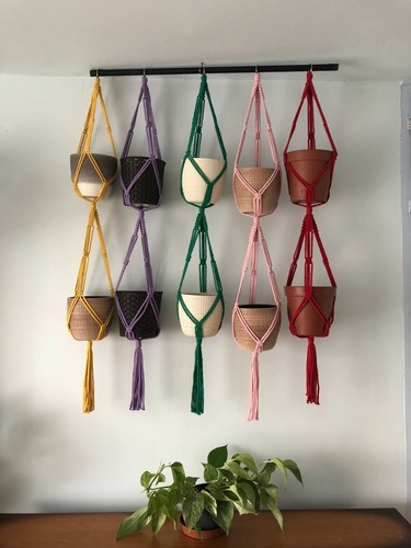 Macrame double plant hanger - double,
